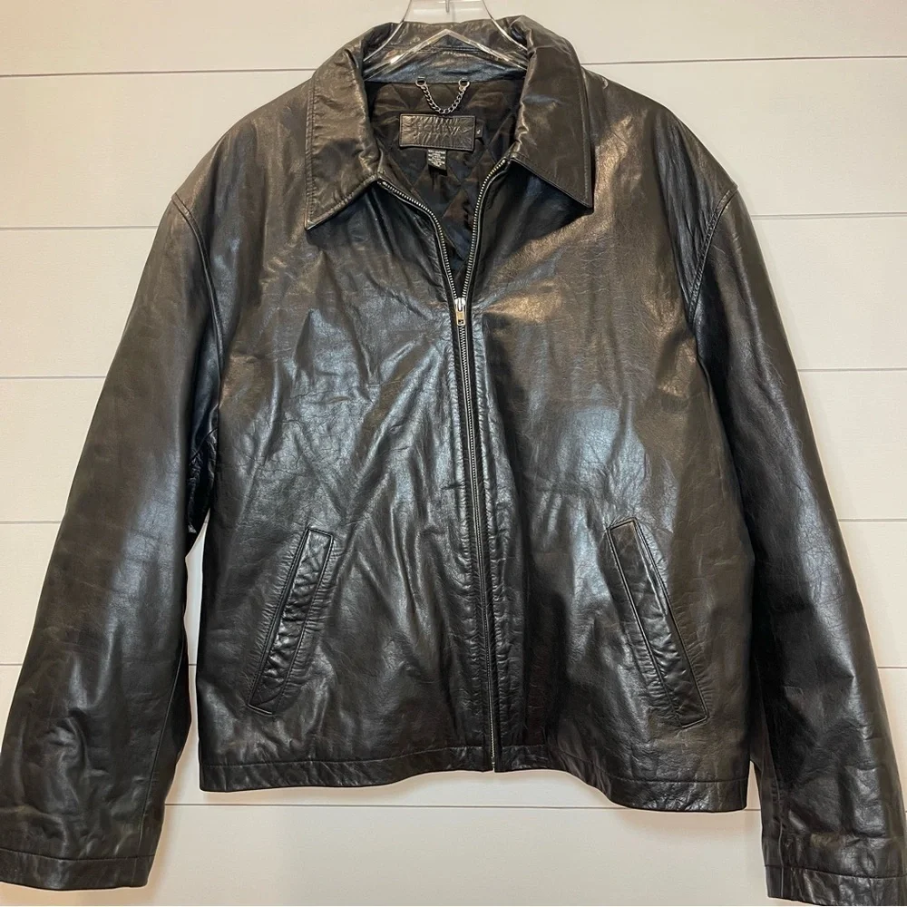 J. Crew Classic Men's Black Leather Flight Jacket Size XL